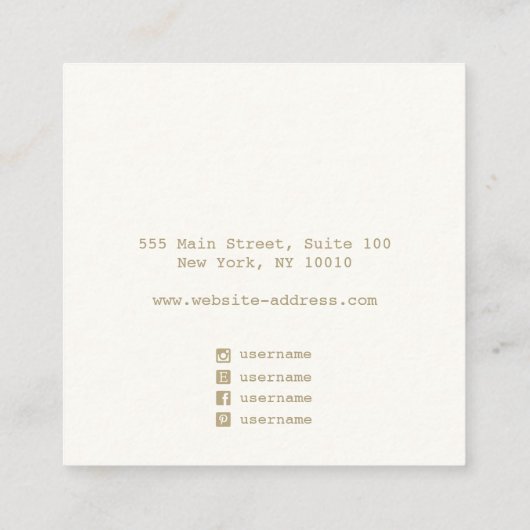 Einfache Kraft Earring Juwelenanzeige Quadratische Visitenkarte (Rückseite)