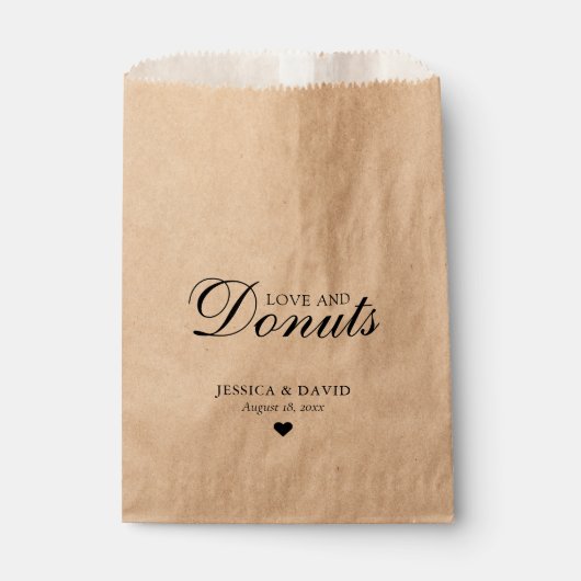 Einfache Kraft Paper Liebe und Donuts Hochzeit Geschenktütchen (Vorderseite)