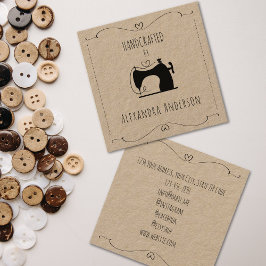Einfache Kraft Vintage Nähmaschine Handwerk Quadratische Visitenkarte