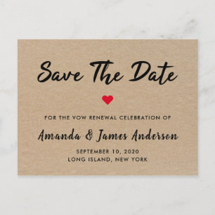Einfache Kraft-Vow-Erneuerungs-Save-The-Date-Karte Postkarte