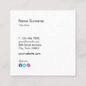 Einfache Kraftpapier-Druck-sozial-hallo Quadratische Visitenkarte (Rückseite)