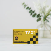 Einfache kreative Retro Black Checked Taxi Service Visitenkarte (Stehend Vorderseite)