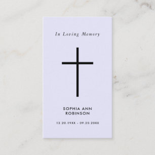 Einfache Kreuz Lila Lavendel Gedenk Gebetskarte Visitenkarte