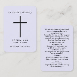 Einfache Kreuz Lila Lavendel Gedenk Modern Karte