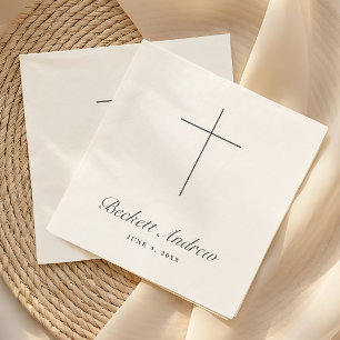 Einfache Kreuz-Schrift-Taufe Serviette