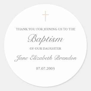 Einfache Kreuzaufkleber in Kaffee-Creme Runder Aufkleber