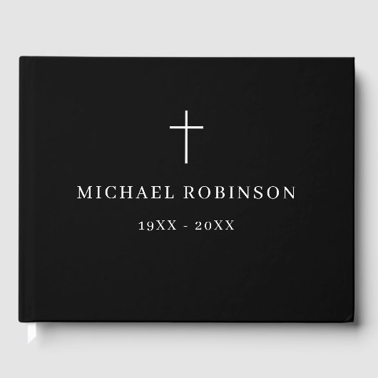 Einfache Kreuzfeier zur Beerdigung von Leben Gästebuch (Vorderseite)