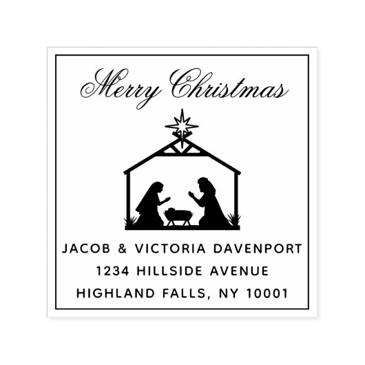 Einfache Krippe Religiöse Weihnachtszeit-Rücksende Permastempel (Design)