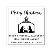 Einfache Krippe Religiöse Weihnachtszeit-Rücksende Permastempel (Design)