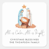 Einfache Krippenlandschaft ist alles ein ruhiger N Quadratischer Aufkleber (Vorderseite)