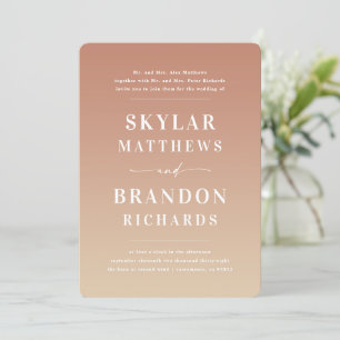 Einfache kühne Namen Clay & Gold Ombre Hochzeit Einladung