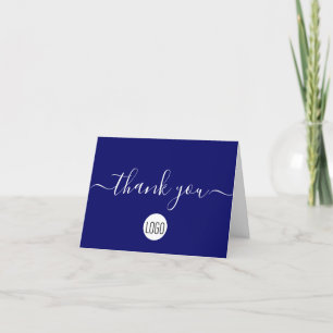 Einfache Kundenbewertung Blue White Chic Dankeskarte