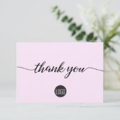 Einfache Kundenbewertung in Rosa Dankeskarte (Stehend Vorderseite)
