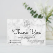 Einfache Kundin aus weißem Marmor Vielen Dank Dankeskarte (Stehend Vorderseite)