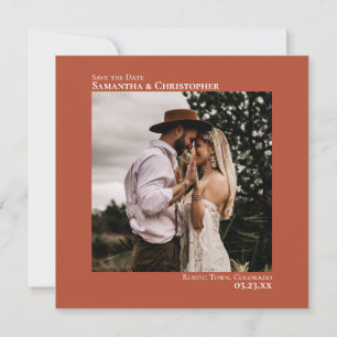 Einfache Künstlerische Foto Terracotta Hochzeit Save The Date