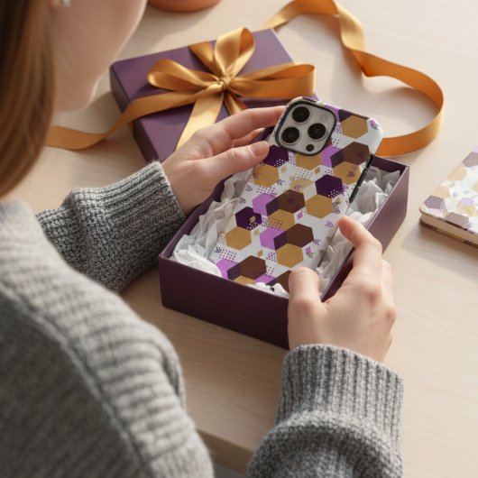 Einfache künstlerische lila und goldene geometrisc Case-Mate iPhone hülle