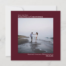 Einfache Künstlerische Minimal Foto Burgundy Weddi Save The Date