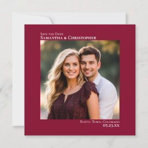 Einfache Künstlerische Minimal Foto Cranberry Red  Save The Date