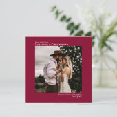 Einfache Künstlerische Minimal Foto Cranberry Red Save The Date (Stehend Vorderseite)