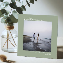 Einfache Künstlerische Minimal Foto Sage Green Wed Save The Date