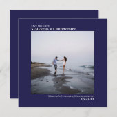 Einfache Künstlerische Minimal Square Foto Navy Ho Save The Date (Vorne/Hinten)