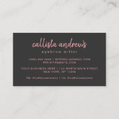 Einfache Künstlerische Schwarzrosa Typografie Brow Visitenkarte (Rückseite)