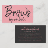 Einfache Künstlerische Schwarzrosa Typografie Brow Visitenkarte (Vorne/Hinten)