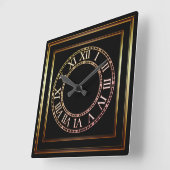 Einfache Kupfer-Rahmen-Schwarze Wand-Uhr 2 Quadratische Wanduhr (Winkel)