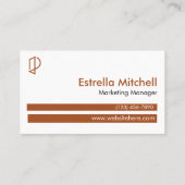 Einfache Kupferbraun modern weiß Beruflich Visitenkarte (Rückseite)