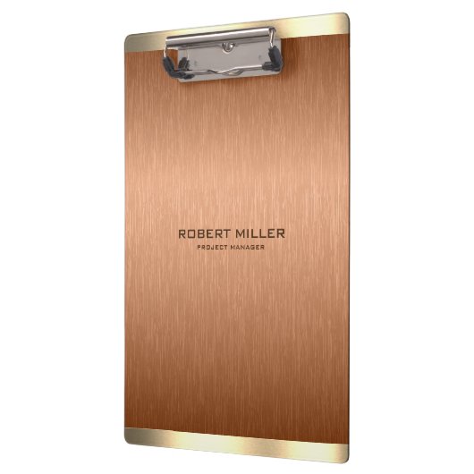 Einfache kupferbraune und goldene metallische Text Klemmbrett (Links)