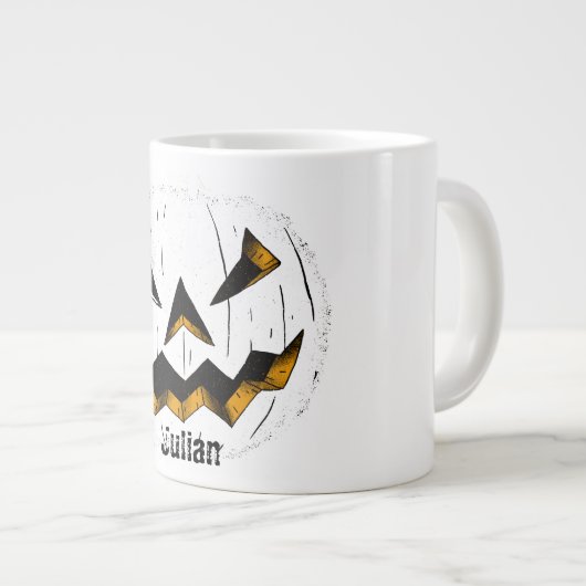 Einfache Kürbisgesicht Halloween-Jack-o-Laternen Jumbo-Tasse (Vorderseite Rechts)