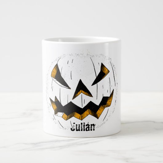 Einfache Kürbisgesicht Halloween-Jack-o-Laternen Jumbo-Tasse (Vorderseite)