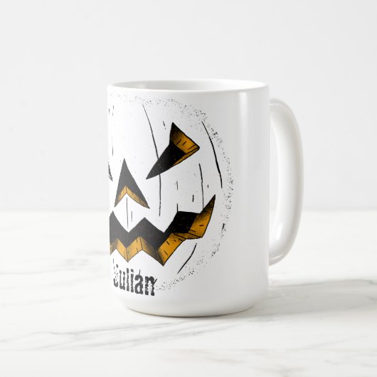 Einfache Kürbisgesicht Halloween-Jack-o-Laternen Kaffeetasse (VorderseiteRechts)