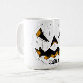 Einfache Kürbisgesicht Halloween-Jack-o-Laternen Kaffeetasse (Vorderseite Links)