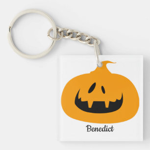 Einfache Kürbisgesicht Halloween Jack-o-Laternen N Schlüsselanhänger
