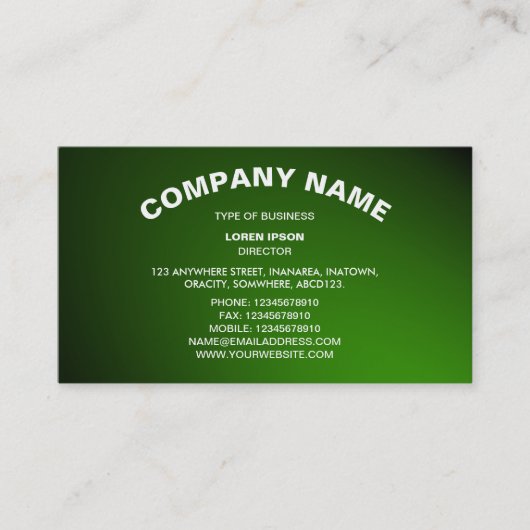 Einfache Kurve Text 06 - Grün Visitenkarte (Vorderseite)
