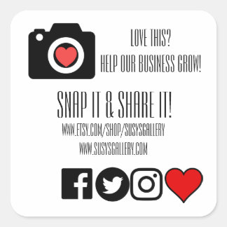 Einfache Labels für Social Media - das Wort raus! Quadratischer Aufkleber