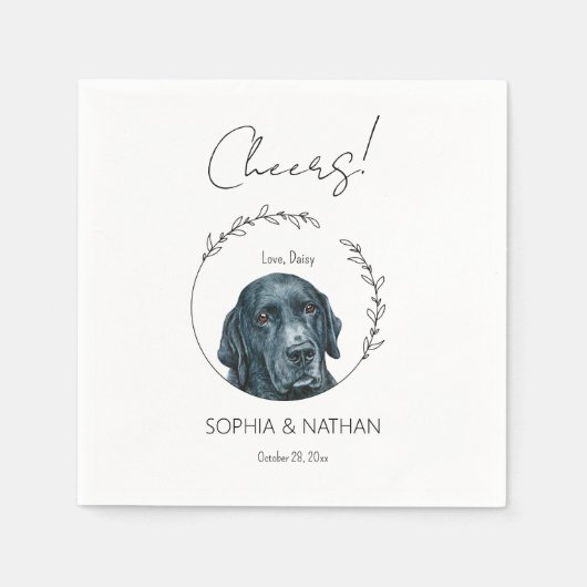 Einfache Labrador Retriever Dog Wedding Cocktail Serviette (Vorderseite)