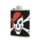 Einfache Lächelnde Pirate Skull mit Red Bandanna Flachmann (Links)