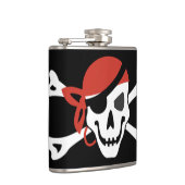 Einfache Lächelnde Pirate Skull mit Red Bandanna Flachmann (Rechts)