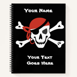 Einfache Lächelnde Pirate Skull mit Red Bandanna Notizblock