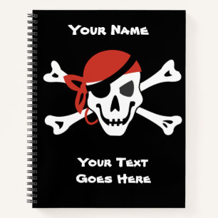 Einfache Lächelnde Pirate Skull mit Red Bandanna Notizblock