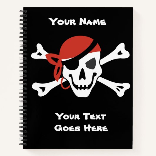 Einfache Lächelnde Pirate Skull mit Red Bandanna Notizblock (Vorderseite)