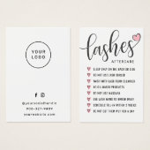 Einfache Lash Aftercare Eyelash Extensions Card (Vorne & Hinten)