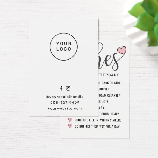 Einfache Lash Aftercare Eyelash Extensions Card (Schreibtisch)