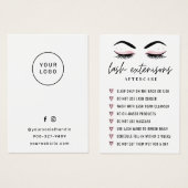 Einfache Lash Aftercare Eyelash Extensions Card (Vorne & Hinten)