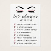 Einfache Lash Aftercare Eyelash Extensions Card (Rückseite)