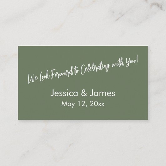 Einfache Lässige, fettfarbene, grüne UAWG Begleitkarte (Rückseite)