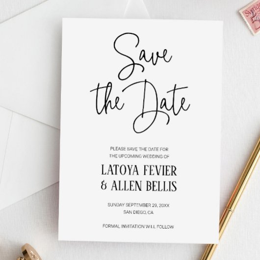 Einfache Lässige Handschrift Save the Date Hochzei Einladung