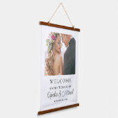 Einfache Lässige Hochzeit Begrüßung mit Foto Wandteppich Mit Holzrahmen (Gewinkelt)